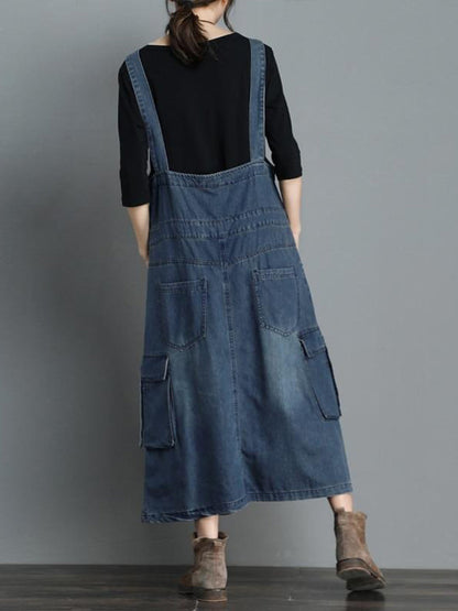 Vintage Denim Overall Maxi Dress