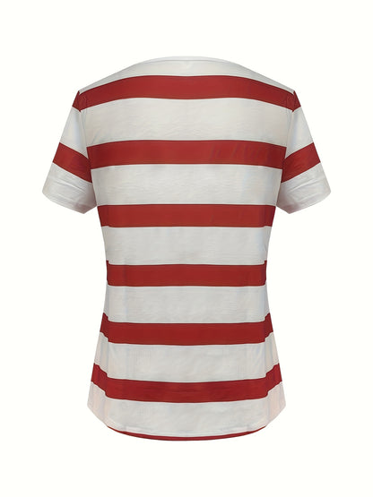 Geometric Stripe Relaxed Fit Casual Top