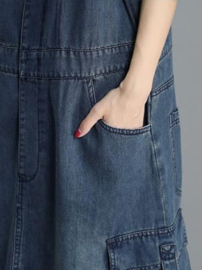 Vintage Denim Overall Maxi Dress