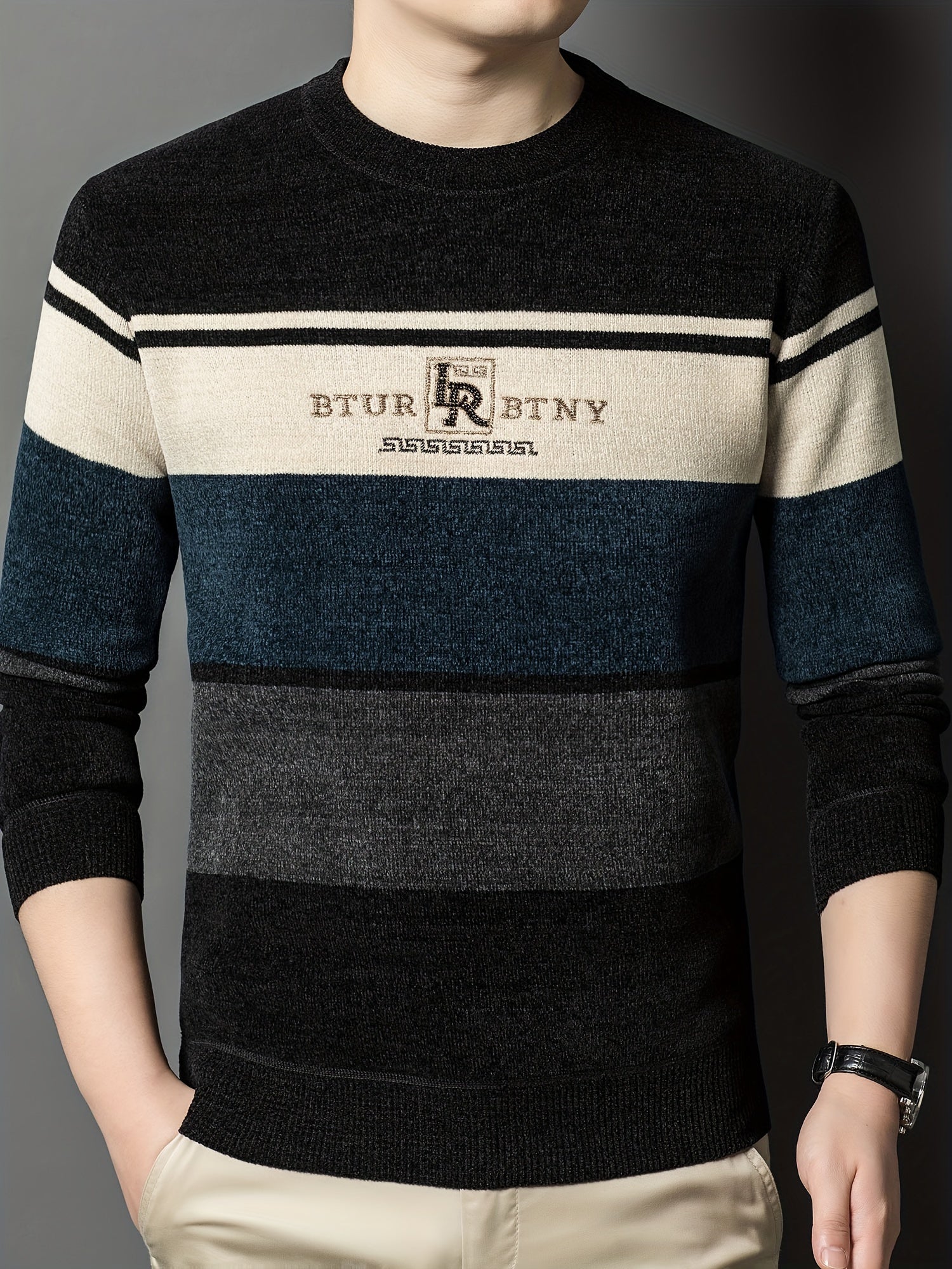 Winter Striped Knit Sweater Cozy