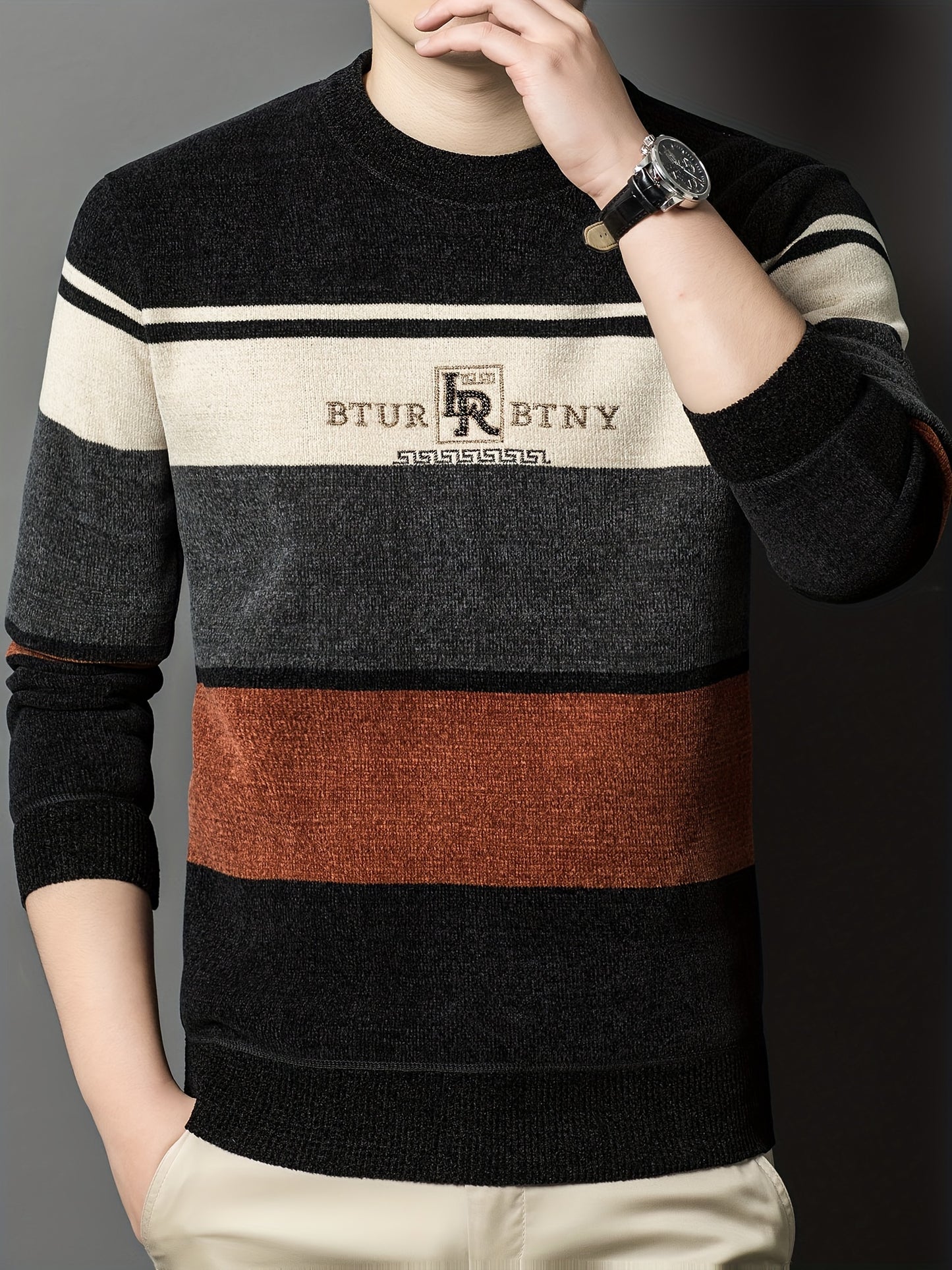 Winter Striped Knit Sweater Cozy