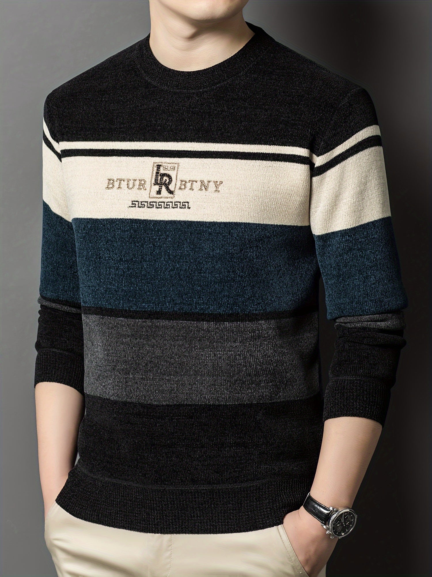 Winter Striped Knit Sweater Cozy