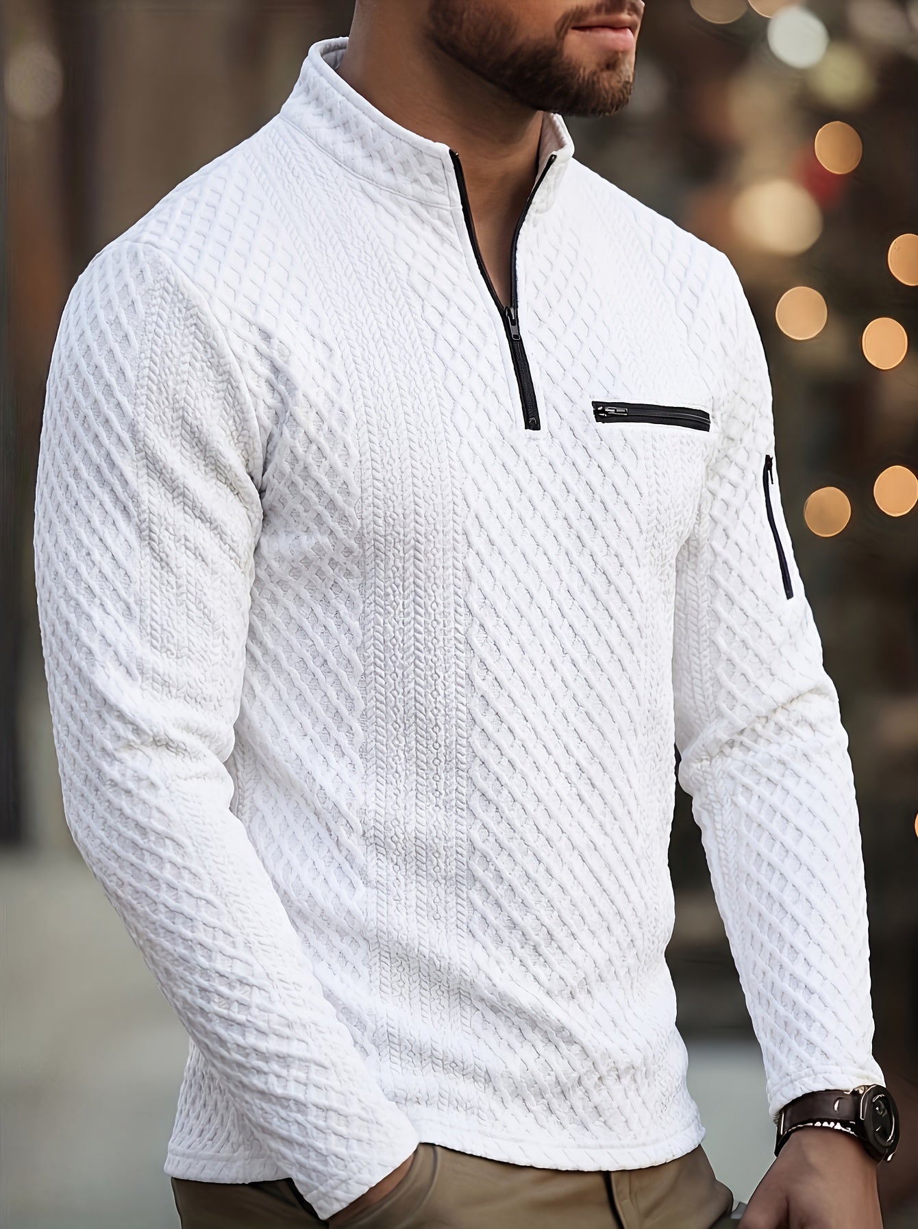 Textured Henley Zipper Shirt Stylish