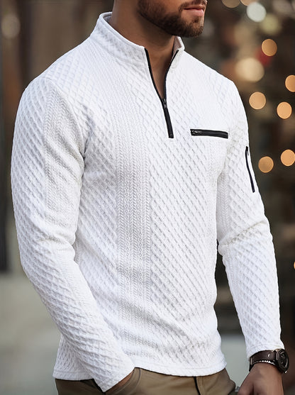 Textured Henley Zipper Shirt Stylish