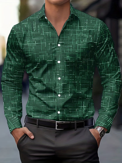 Geometric Long Sleeve Button-Up Shirt
