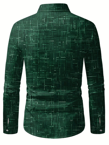 Geometric Long Sleeve Button-Up Shirt