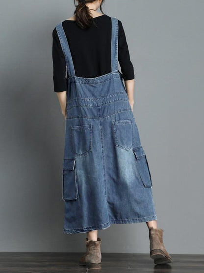 Vintage Denim Overall Maxi Dress