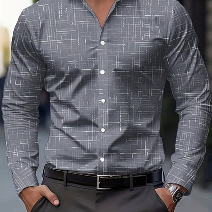 Geometric Long Sleeve Button-Up Shirt