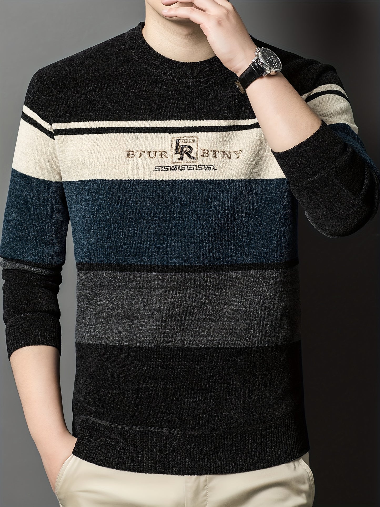 Winter Striped Knit Sweater Cozy