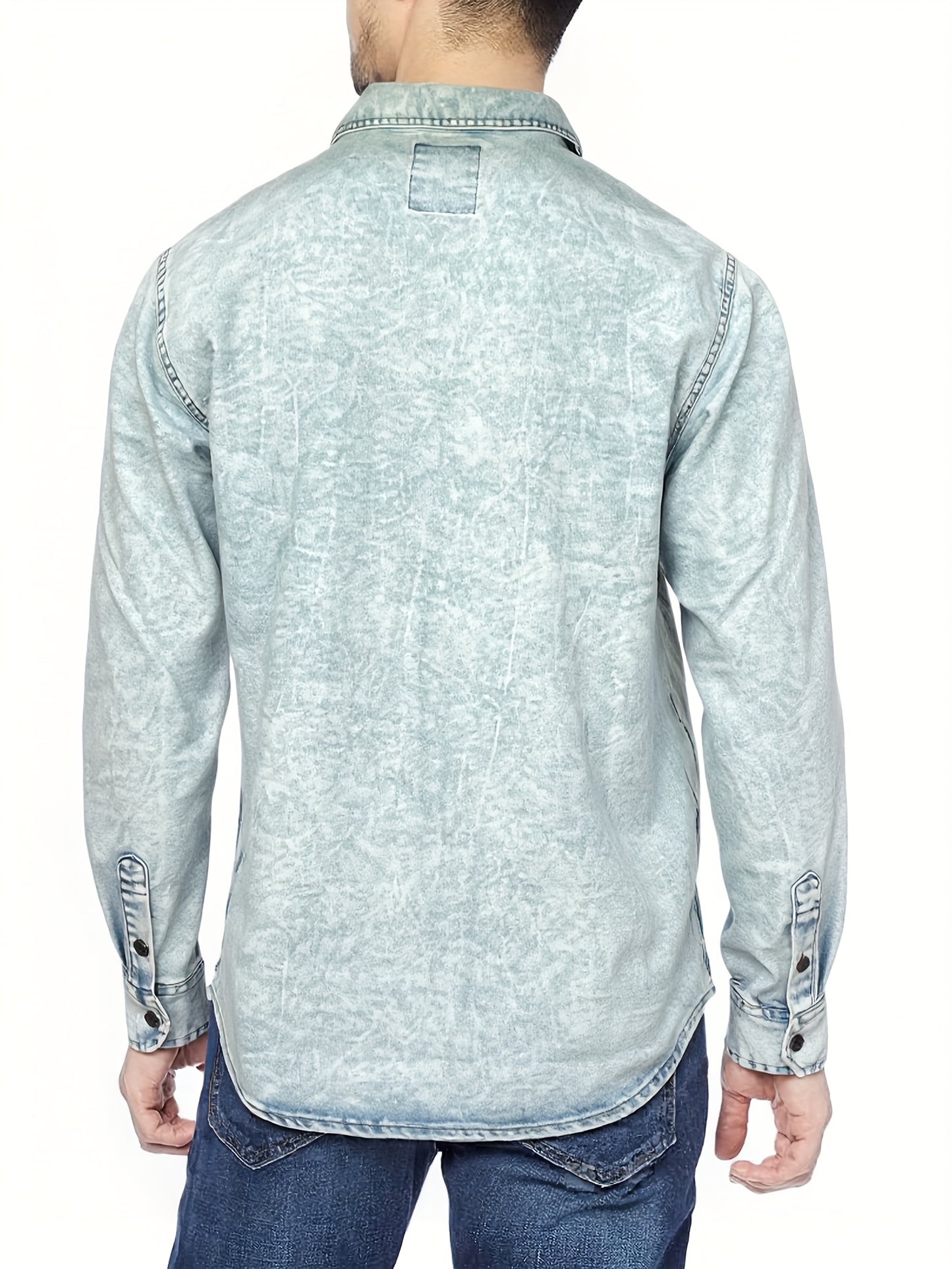 Retro Washed Denim Workwear Shirt