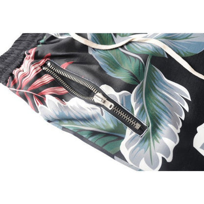 Floral Shorts - Black/Green/Beige