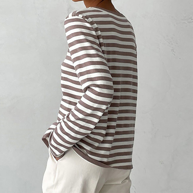 Olivia Luxe Striped Long Sleeve Top