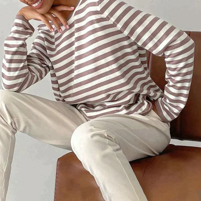 Olivia Luxe Striped Long Sleeve Top