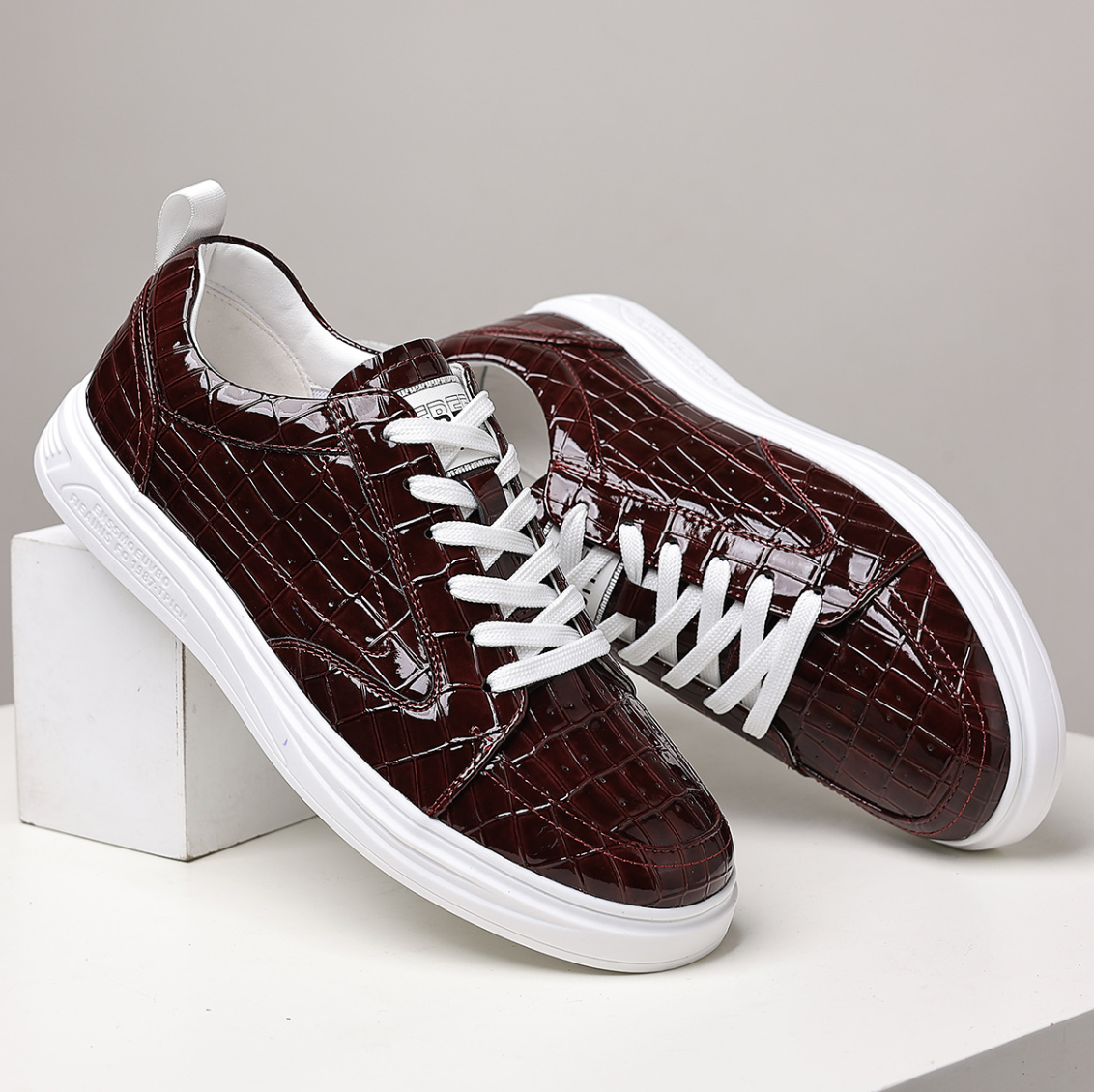 Croc Leather Slip-On Sneakers