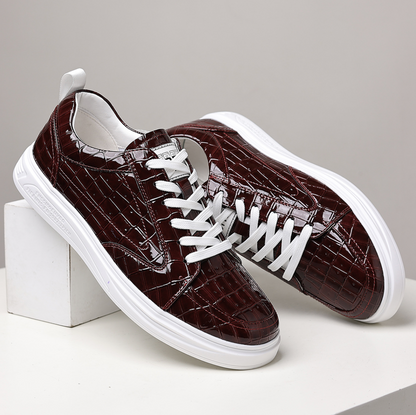 Croc Leather Slip-On Sneakers