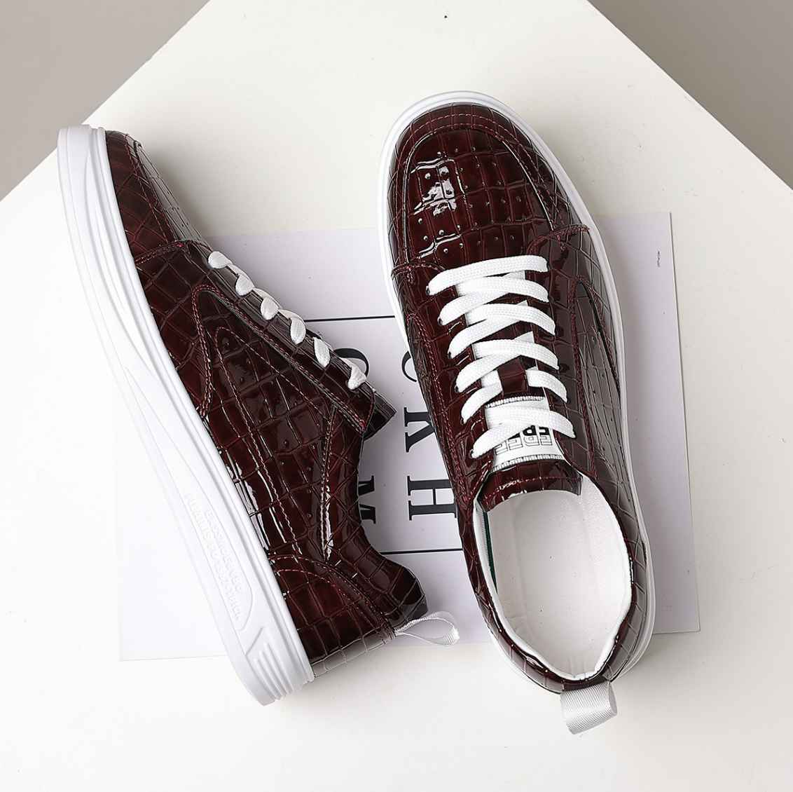 Croc Leather Slip-On Sneakers