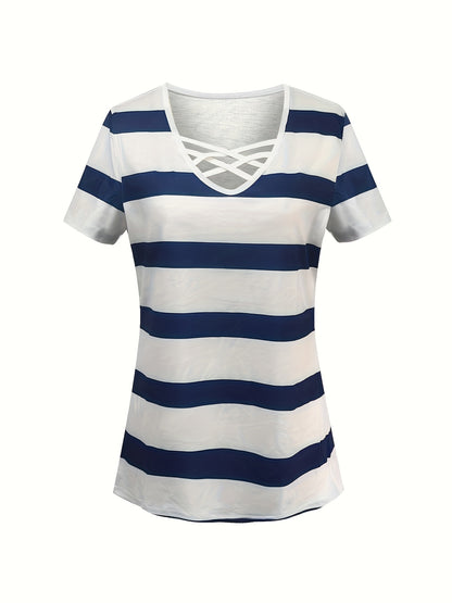 Geometric Stripe Relaxed Fit Casual Top