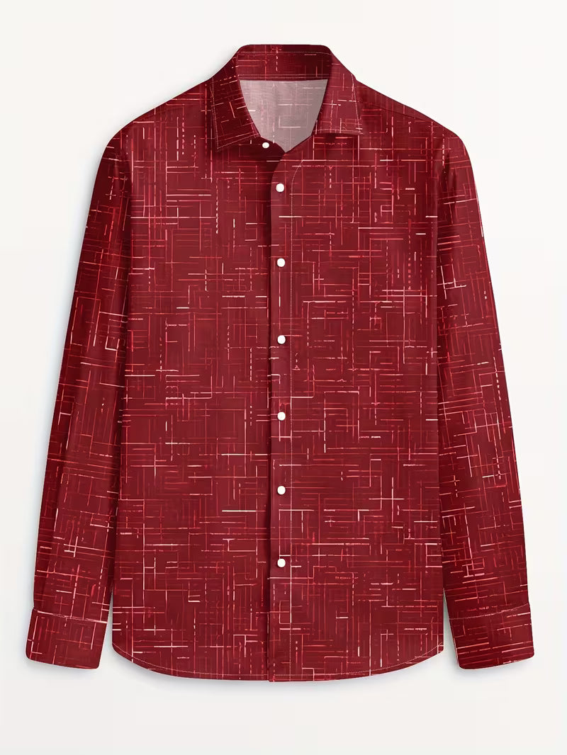 Geometric Long Sleeve Button-Up Shirt