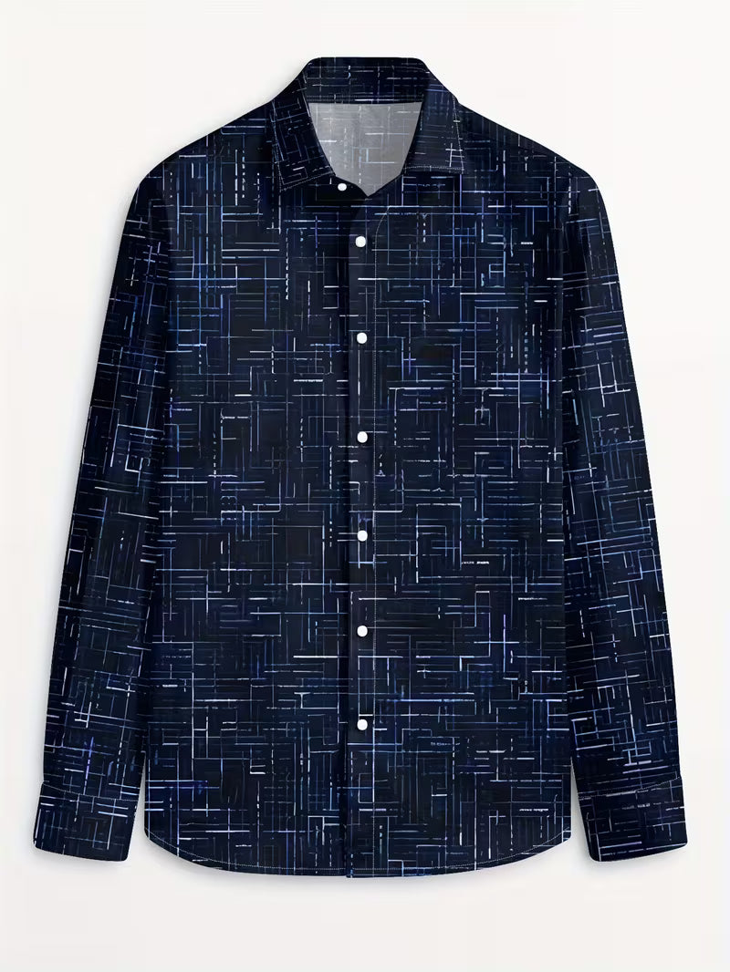 Geometric Long Sleeve Button-Up Shirt