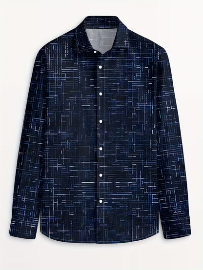 Geometric Long Sleeve Button-Up Shirt