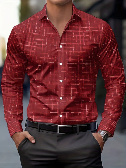 Geometric Long Sleeve Button-Up Shirt