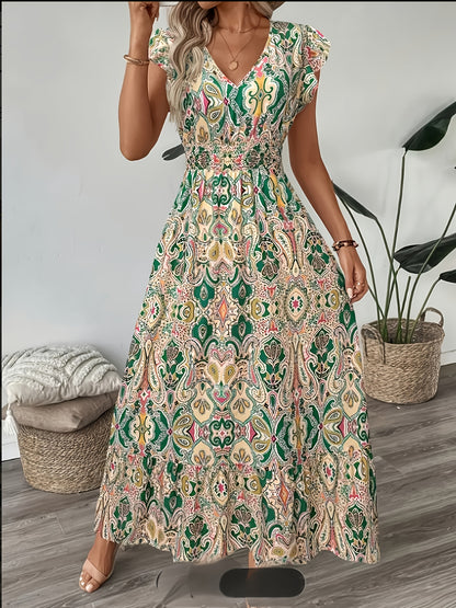 Floral Ruffle Hem Maxi Dress Elegant