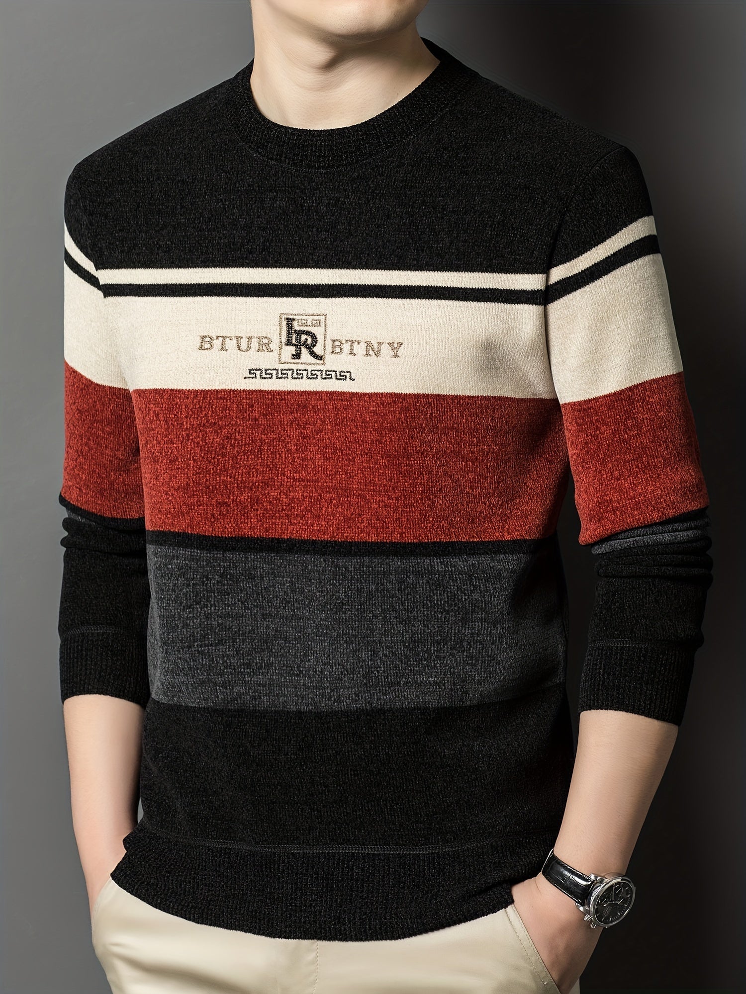 Winter Striped Knit Sweater Cozy