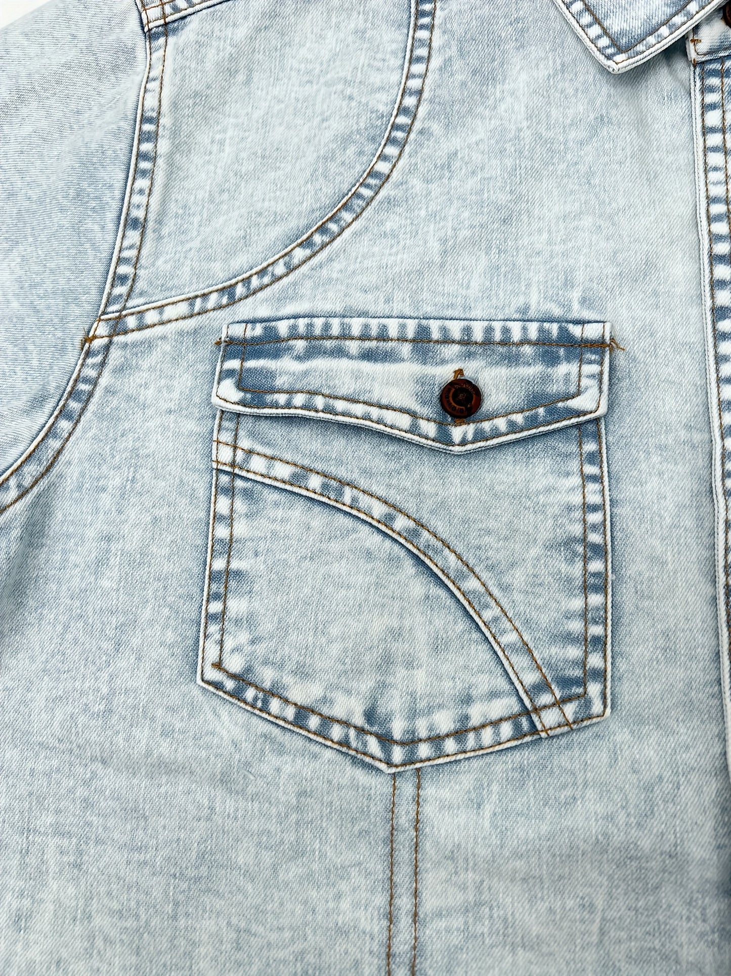 Retro Washed Denim Workwear Shirt