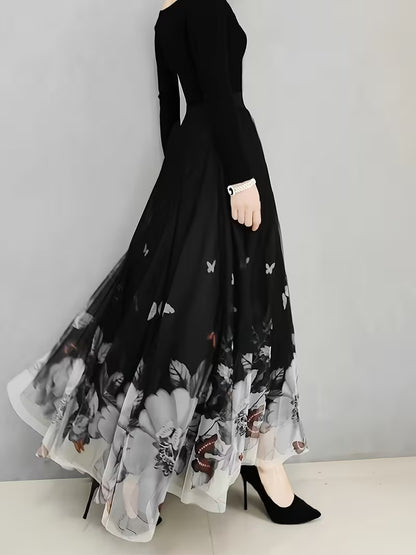 Elegant Butterfly Print Stretch Top