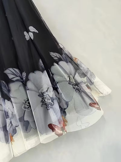 Elegant Butterfly Print Stretch Top
