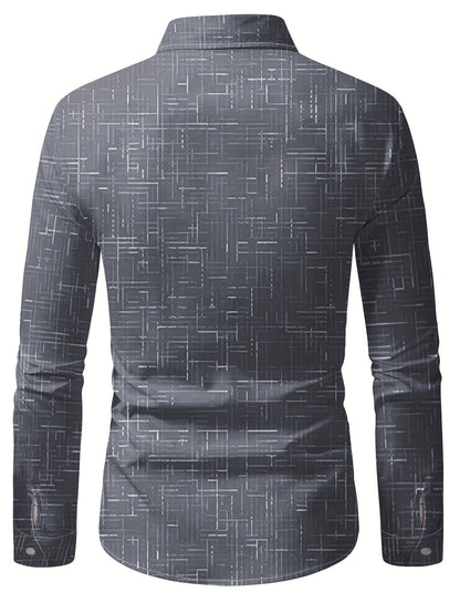 Geometric Long Sleeve Button-Up Shirt
