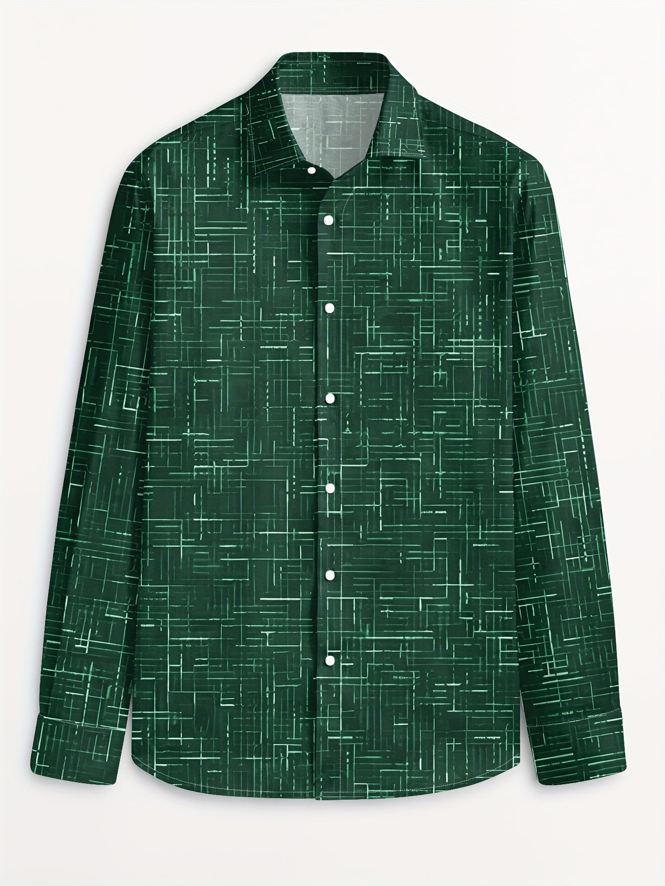 Geometric Long Sleeve Button-Up Shirt