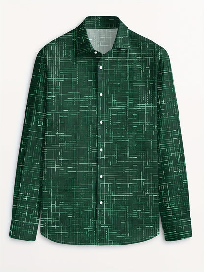 Geometric Long Sleeve Button-Up Shirt