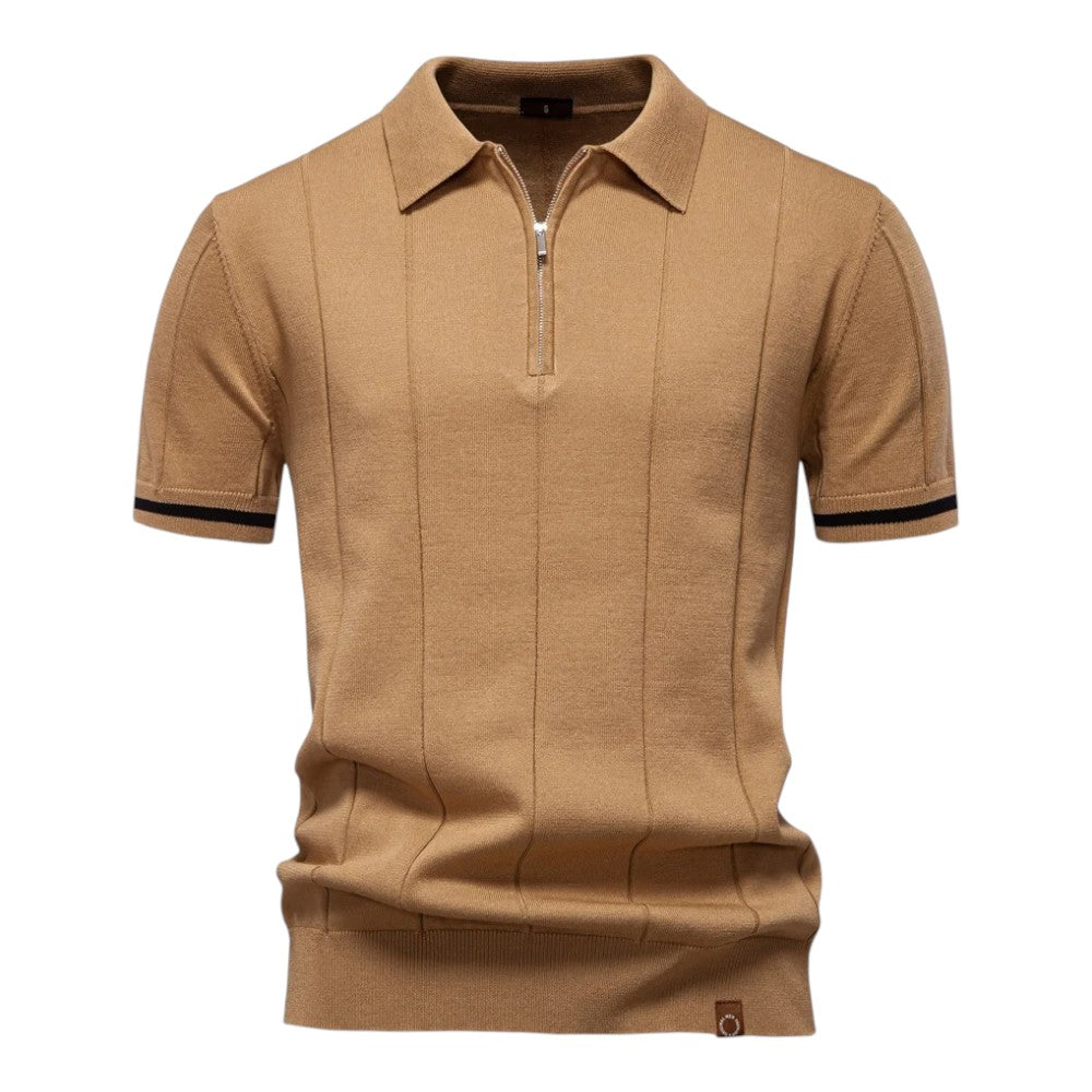 Prestige Tipped Cuff Zip Polo Shirt