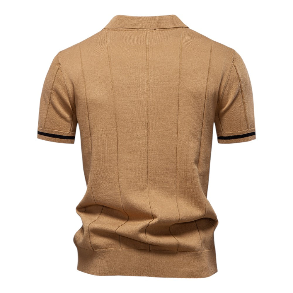 Prestige Tipped Cuff Zip Polo Shirt