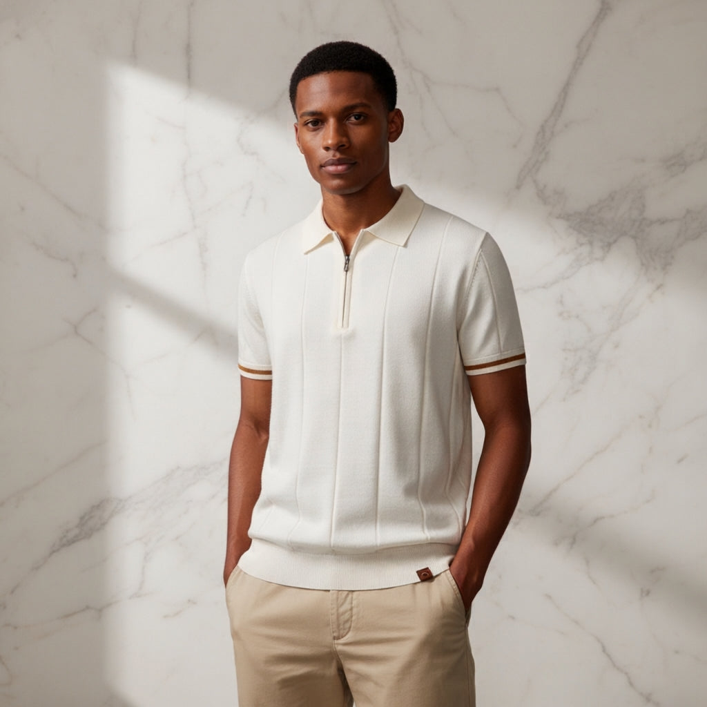 Prestige Tipped Cuff Zip Polo Shirt