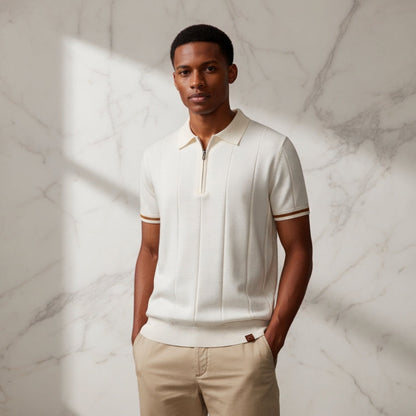 Prestige Tipped Cuff Zip Polo Shirt