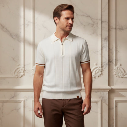 Prestige Tipped Cuff Zip Polo Shirt