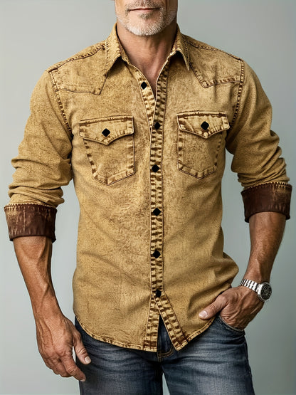Vintage Washed Denim Long Sleeve Shirt