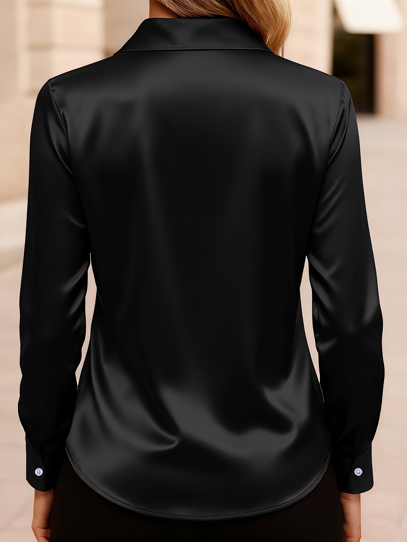 Satin Lapel Long Sleeve Work Shirt