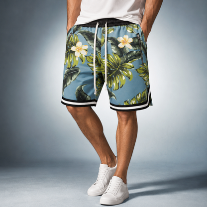 Floral Shorts - Black/Green/Beige