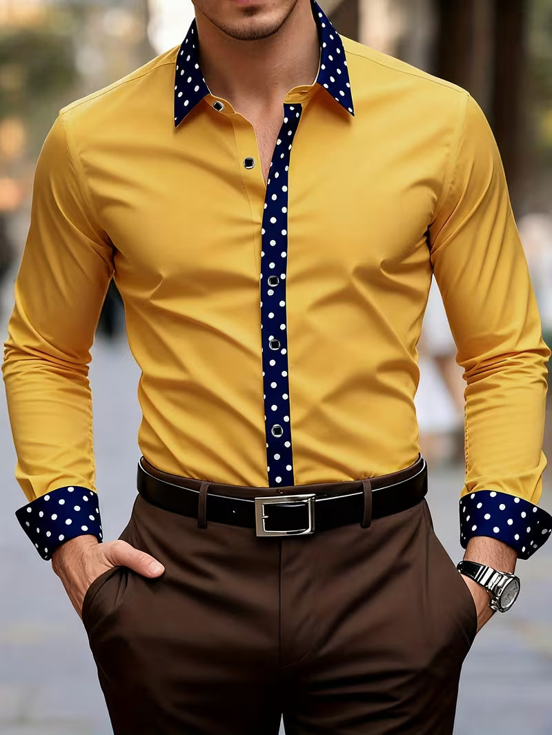 Polka Dot Slim Fit Long Sleeve Shirt