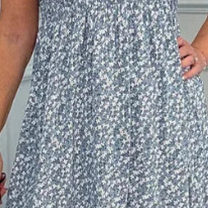 Elegant Floral Print High-Waisted Ruffle Sleeve Dress