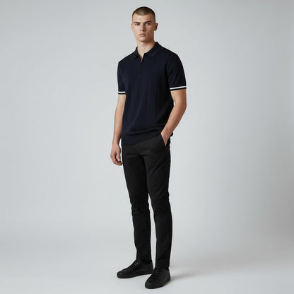 Prestige Tipped Cuff Zip Polo Shirt
