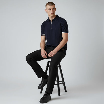 Prestige Tipped Cuff Zip Polo Shirt