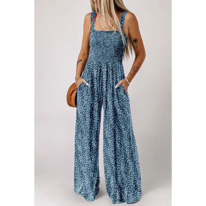 Casual Print Sleeveless Loose Overalls Jumpsuits