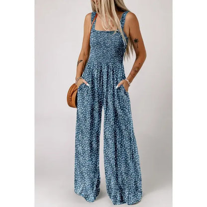 Casual Print Sleeveless Loose Overalls Jumpsuits